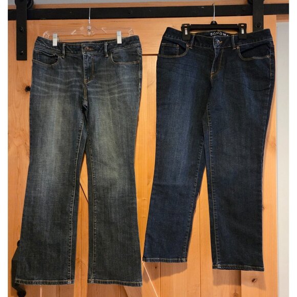 Lot of 2 Sonoma Jeans Mid Rise Straight & Bootcut Women’s Size 8P Blue - Picture 1 of 16